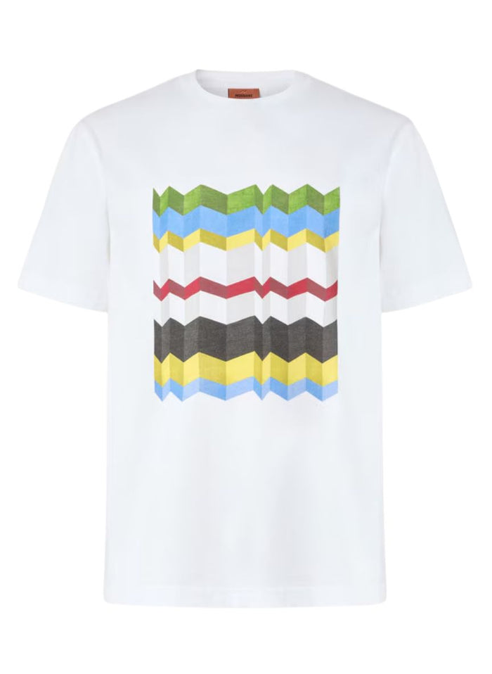 T-shirts Missoni Crew-neck Cotton T-shirt with Macro Zigzag Multi Print Apoella