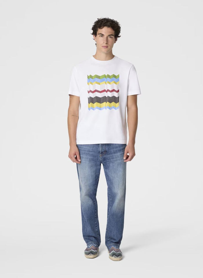 T-shirts Missoni Crew-neck Cotton T-shirt with Macro Zigzag Multi Print Apoella