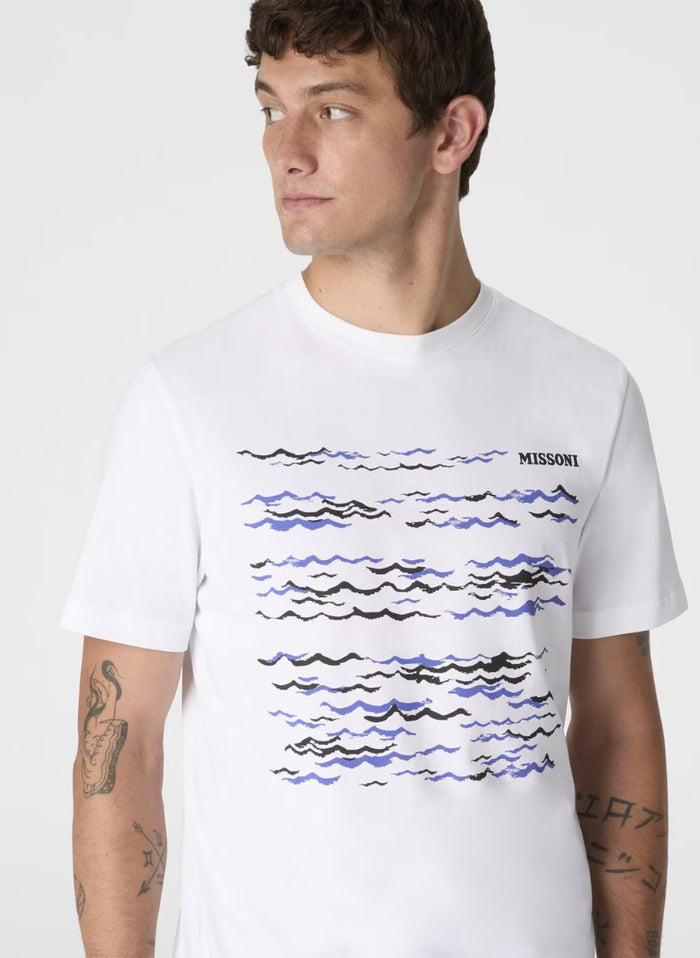 T-shirts Missoni Crew-neck Cotton T-shirt with Wave Print Apoella
