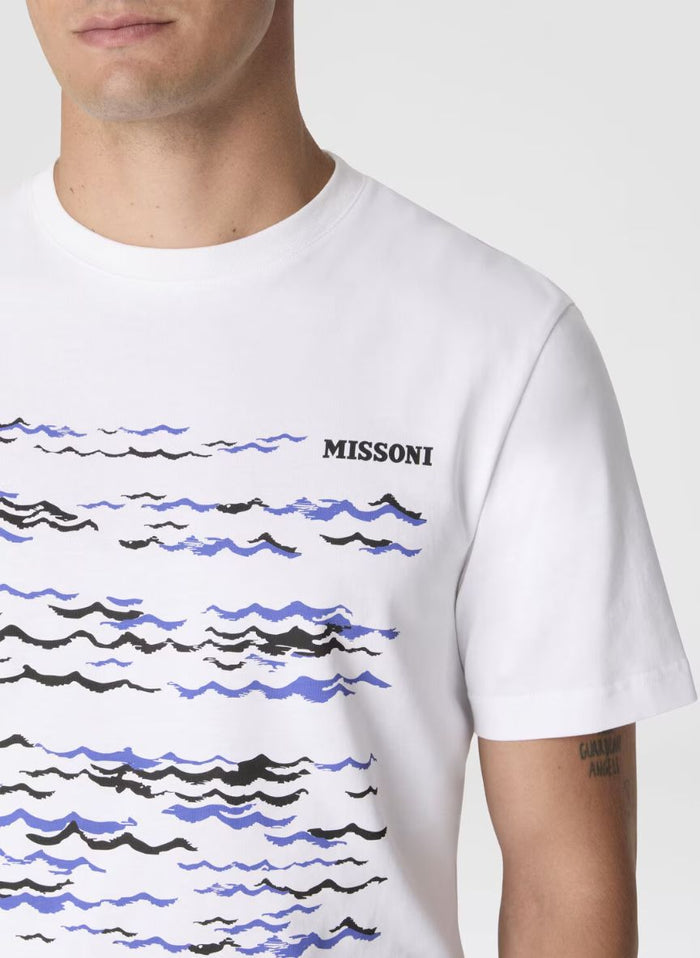 T-shirts Missoni Crew-neck Cotton T-shirt with Wave Print Apoella