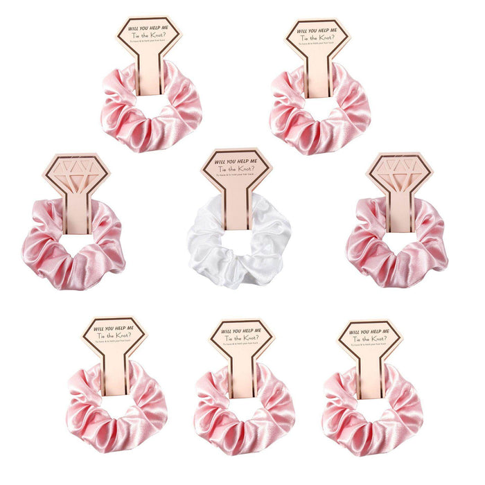 Crown Card Crystal Satin scrunchie Wedding party Gift Fashion solid color hair tie set 676812975531 - COCOMELODY