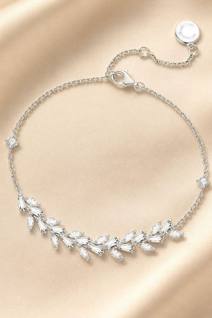CZ Inlaid Bracelet Adjustable Thin Chain White Copper Silver 926000156001