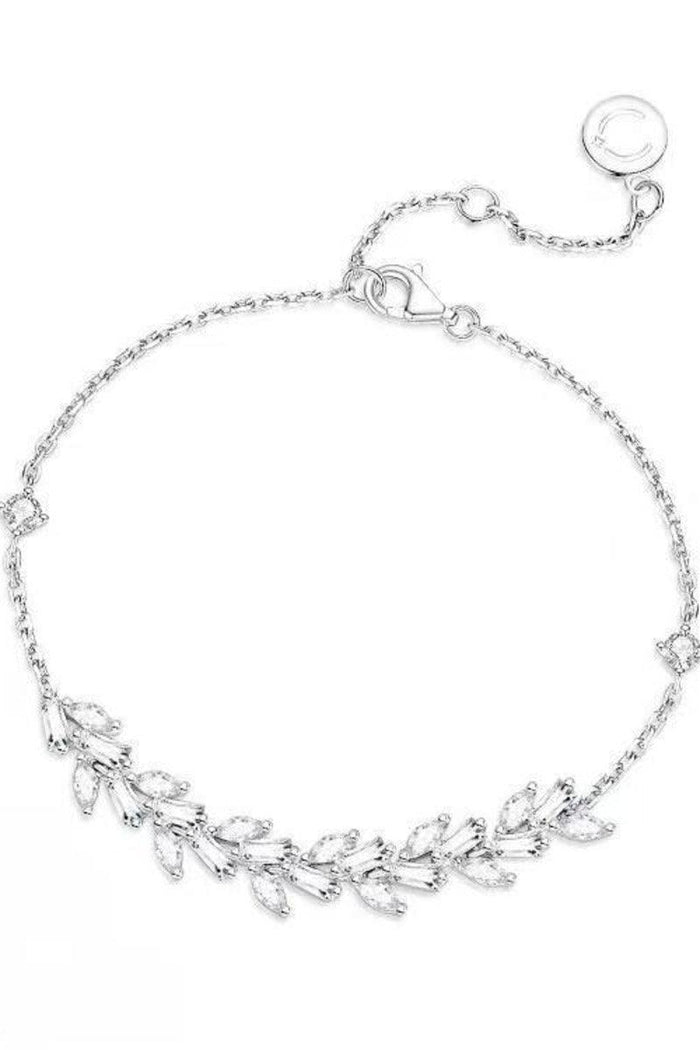 CZ Inlaid Bracelet Adjustable Thin Chain White Copper Silver 926000156001