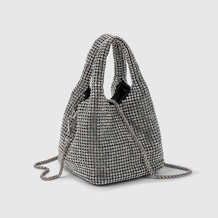 Diamond-encrusted and diamond-filled tote bucket dinner bag 819045946412 - COCOMELODY