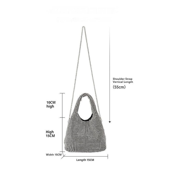 Diamond-encrusted and diamond-filled tote bucket dinner bag 819045946412 - COCOMELODY