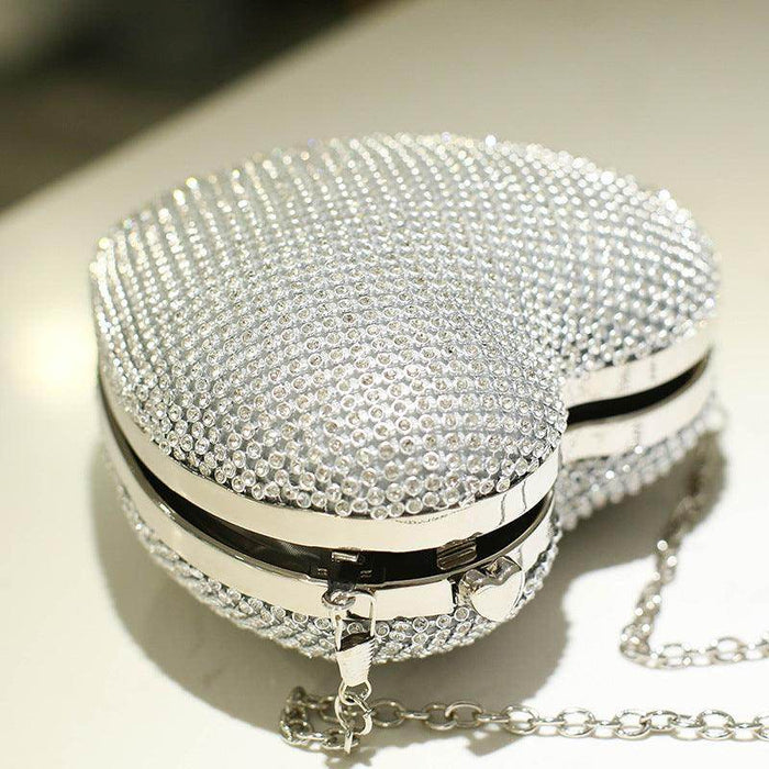 Diamond Heart Bag mini Shiny Diamond Evening bag 729106323676 - COCOMELODY