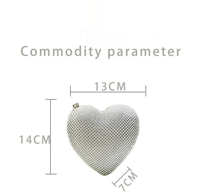Diamond Heart Bag mini Shiny Diamond Evening bag 729106323676 - COCOMELODY