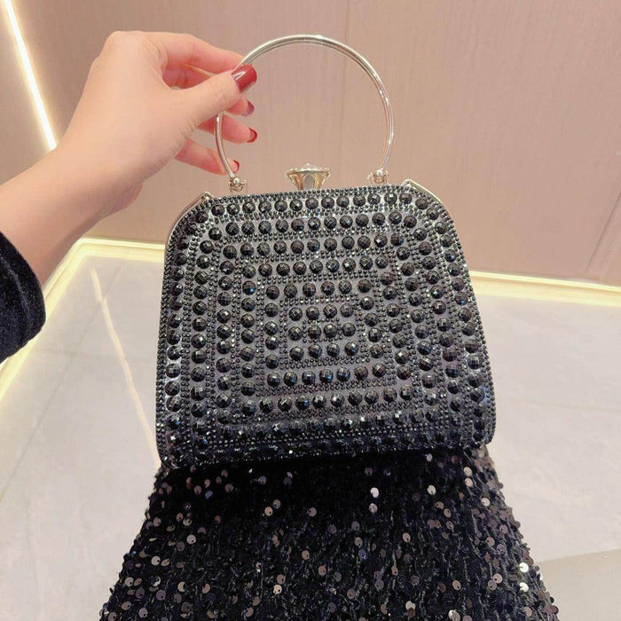 Diamond-set clutch bag Women's Party Bag Rhinestone Tote Delicate diagonal dinner bag 763988820276 - COCOMELODY