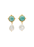 Earrings Sylvia Toledano Diane 2 Stone Earrings Pearl/Amazonite O/S Apoella
