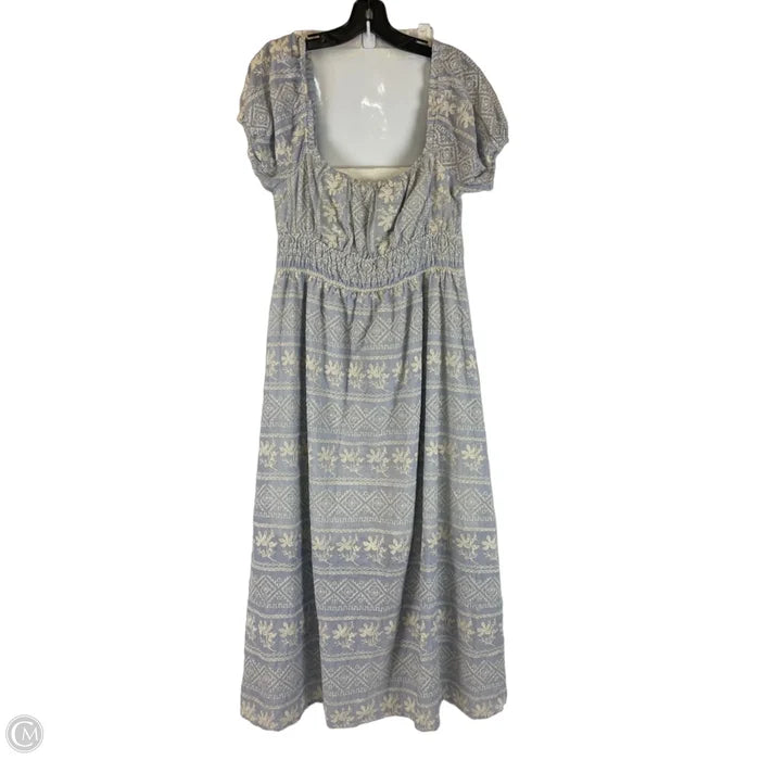 Dress Casual Midi By By The River In Blue & Cream, Size: L