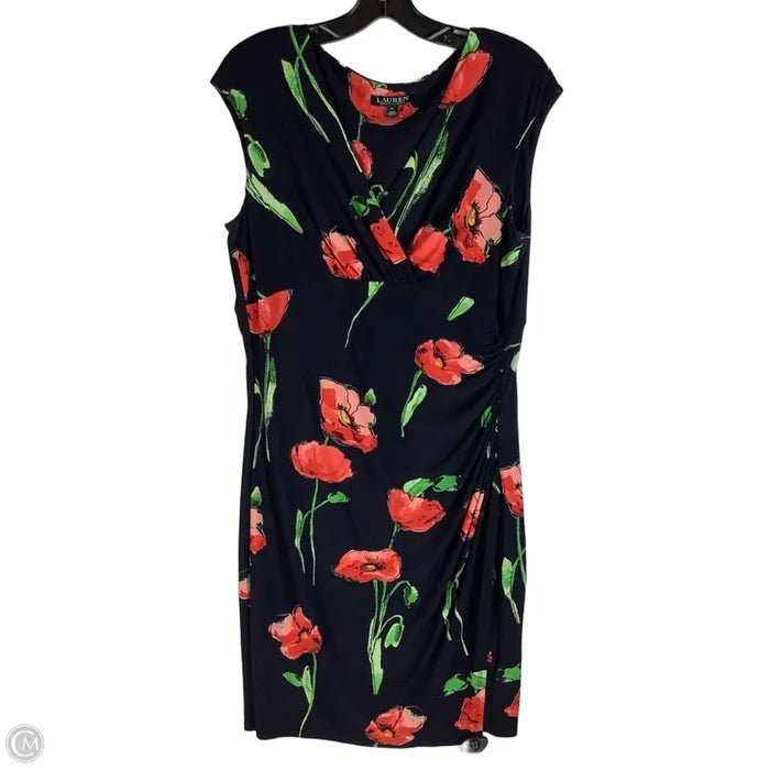 Dress Casual Midi By Lauren By Ralph Lauren In Navy, Size: 14