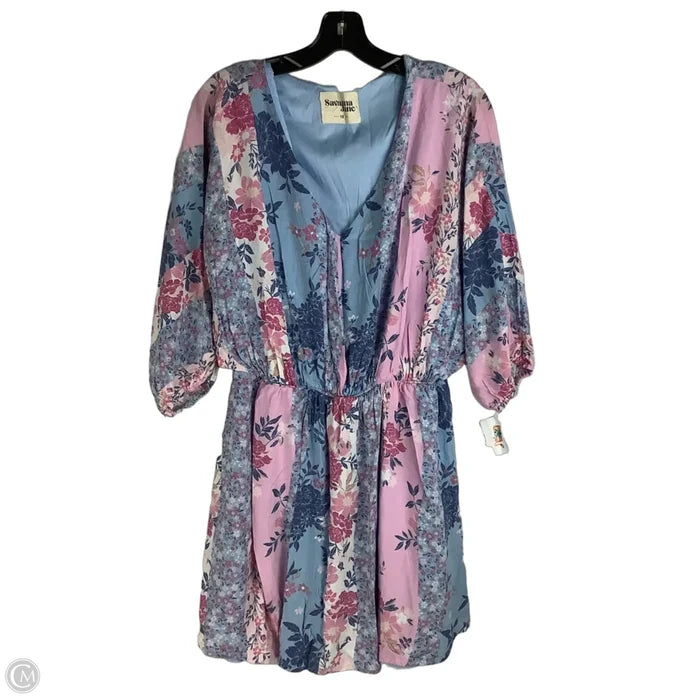 Dress Casual Short By Savanna Jane In Blue & Pink, Size: 1x