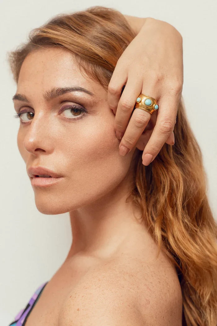 Rings Sylvia Toledano Dune Stones Ring Gold/Larimar O/S Apoella