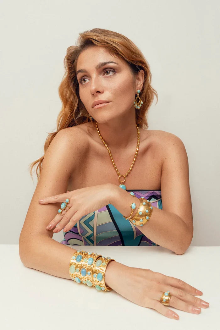 Rings Sylvia Toledano Dune Stones Ring Gold/Larimar O/S Apoella