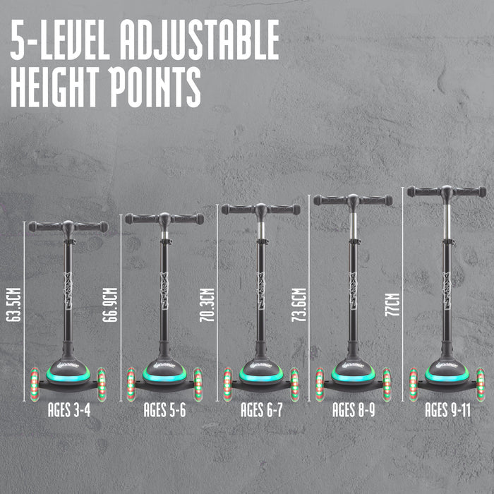 fully adjustable LED scooter with 5 level adjustable height points
