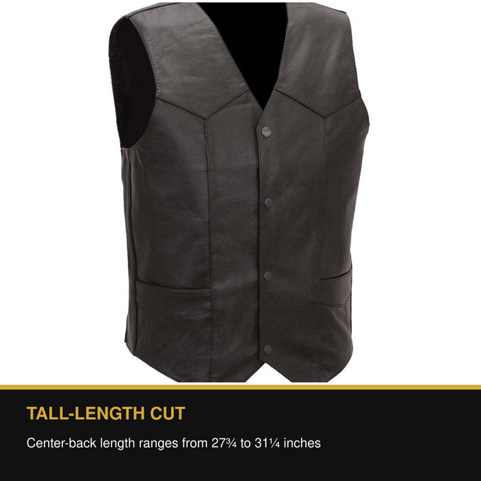 Eagle 4-Snap Plain Tall leather vest tall-length cut benefit