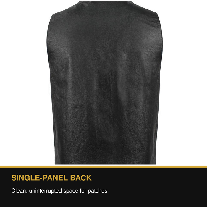 Eagle Gun Runner Tall leather vest single-panel patch-ready back benefit