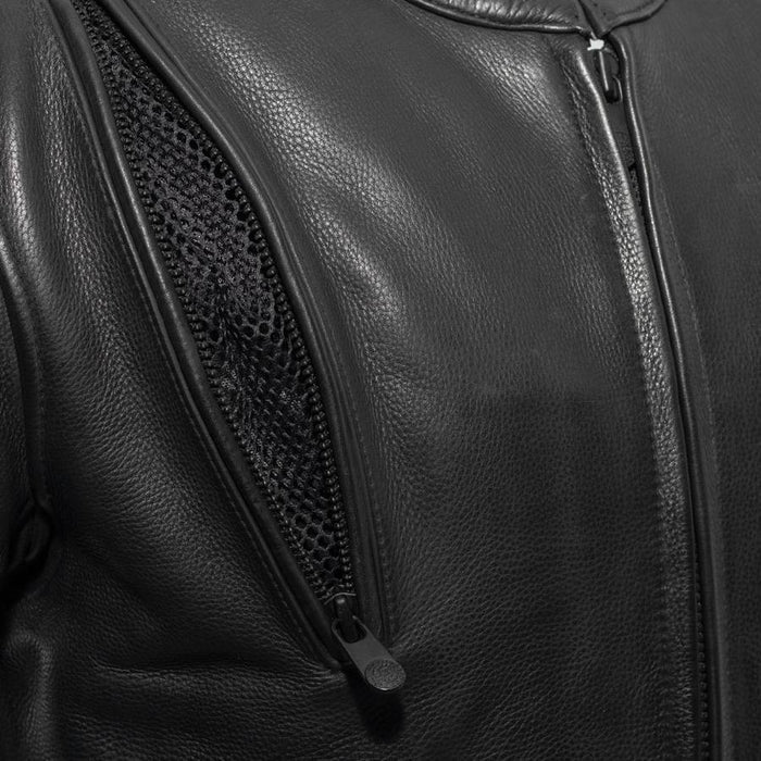 Additional view of the Eagle Leather Revolt Black Tall jacket showing the perforated action back and upper back vent