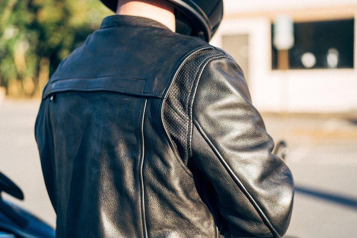 Additional view of the Eagle Leather Revolt Black Tall jacket showing blacked-out zippers and hardware