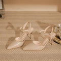 Elegant Pointed Toe Slingback Heels with Delicate Ankle Strap Shoes 771508437933