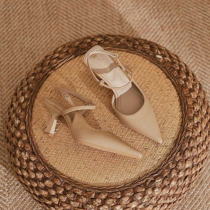 Elegant Pointed Toe Slingback Low Heel Adjustable Strap Shoes 785497139986
