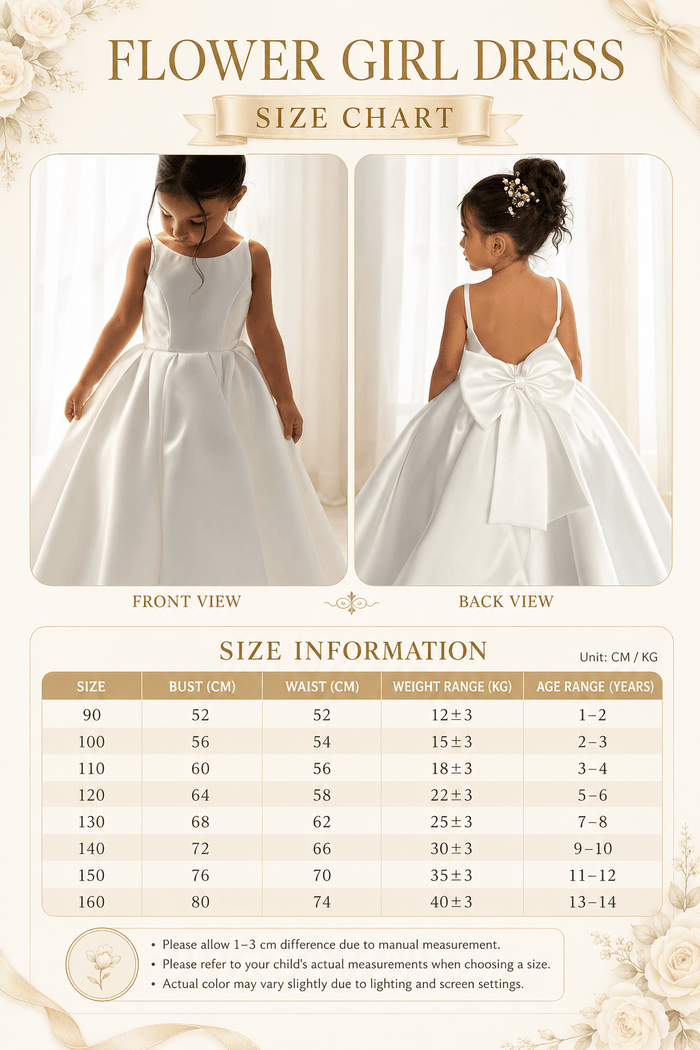 Elegant Satin Spaghetti Straps Back Big Bow Flower Girl Dresses 943918273899