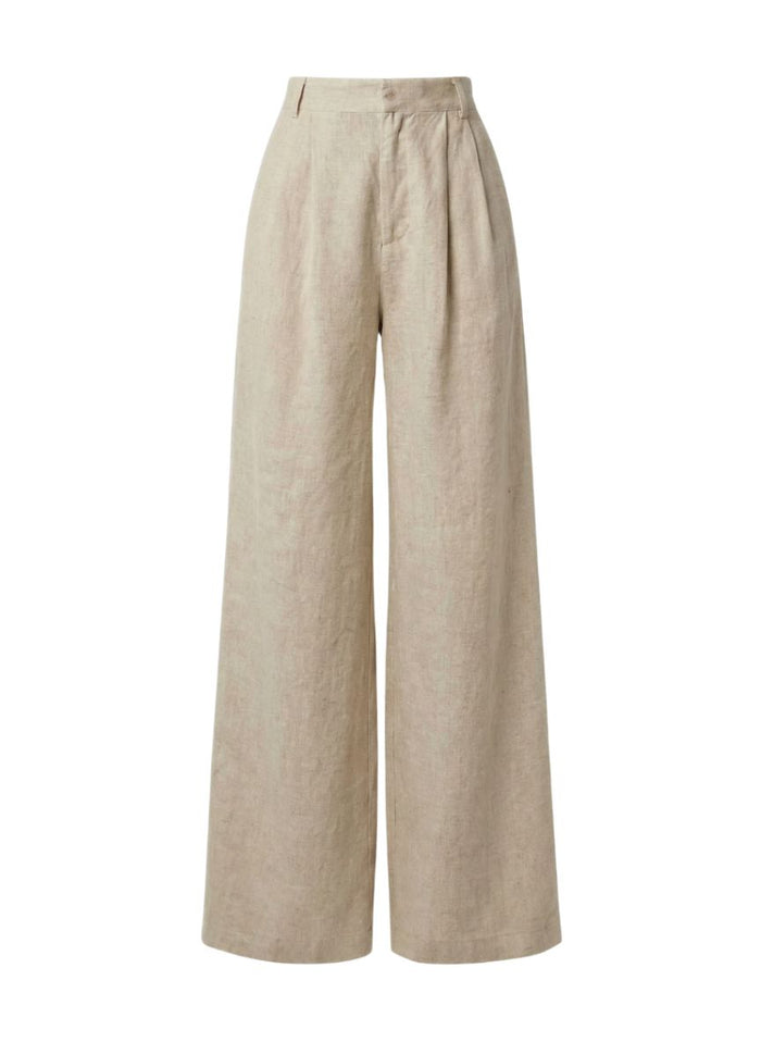 Pants APOELLA Eliana Linen Pleated Pants Beige Apoella