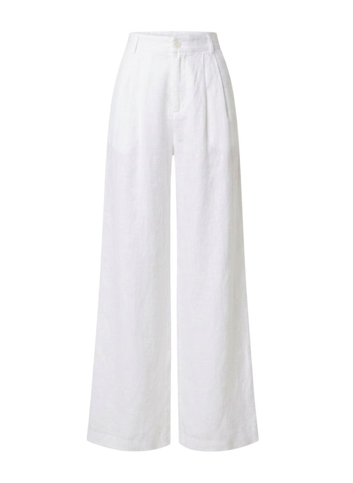 Pants APOELLA Eliana Linen Pleated Pants White Apoella