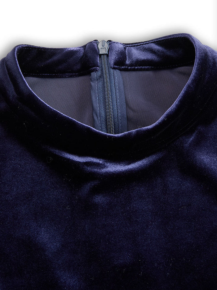 Elissa | Navy Blue Long-Sleeve Midi Dress