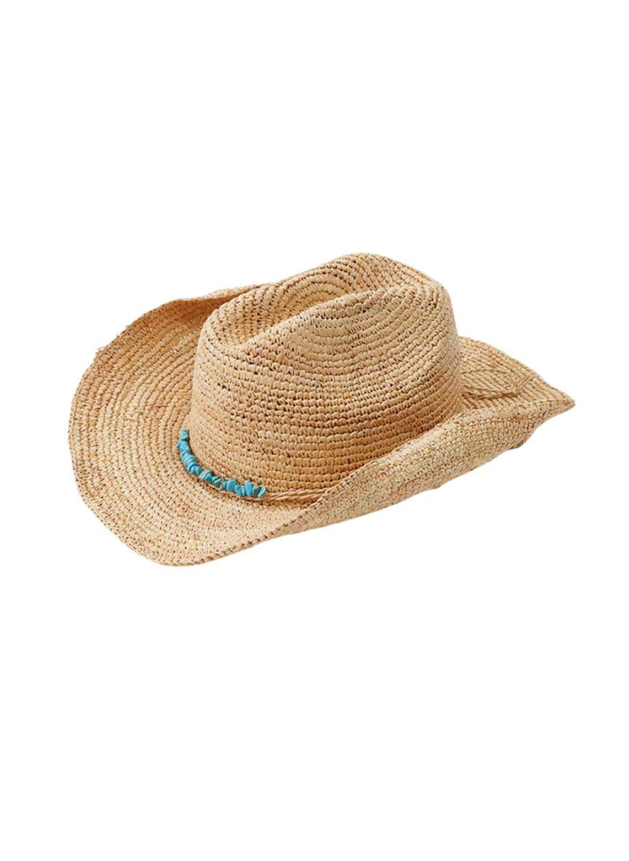 Hats Melissa Odabash Elle Hat Natural Turquoise Stones O/S / Natural Apoella