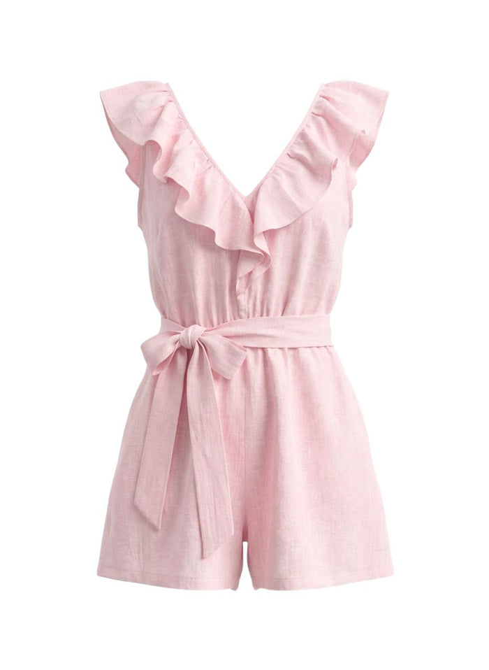 Playsuit APOELLA Erietta V Neck Ruffle Playsuit Pink Apoella