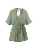 Playsuit APLA Eta Crinkled Playsuit Green Apoella