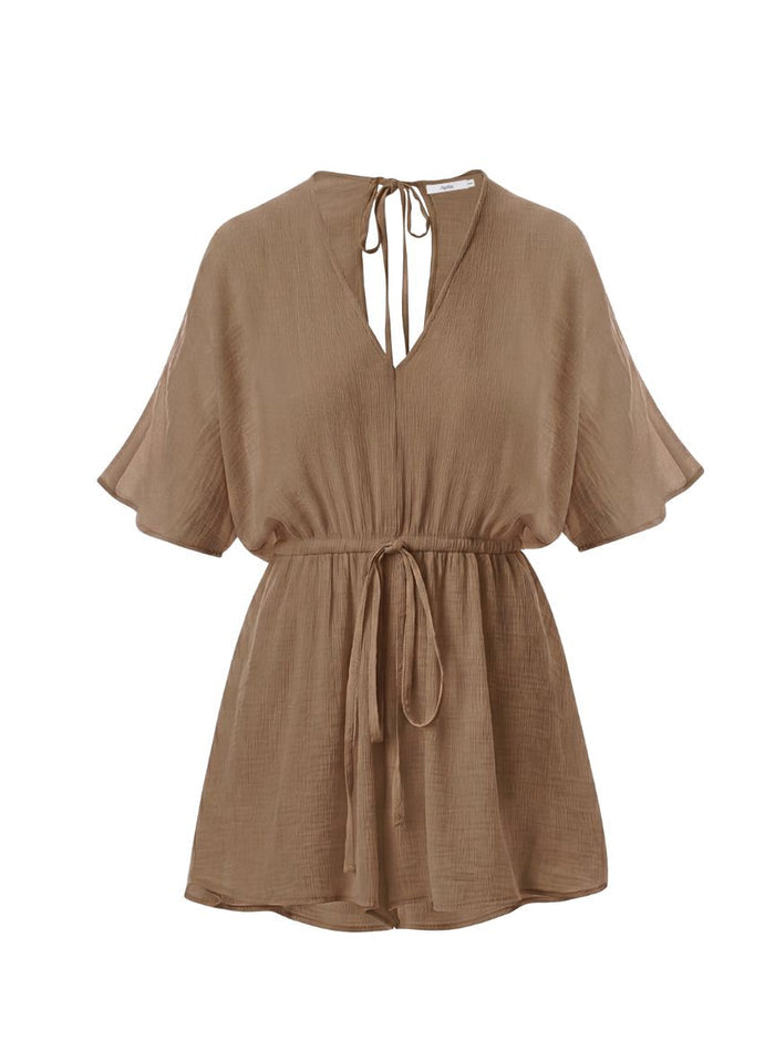 Playsuit APLA Eta Crinkled Playsuit Taupe Apoella