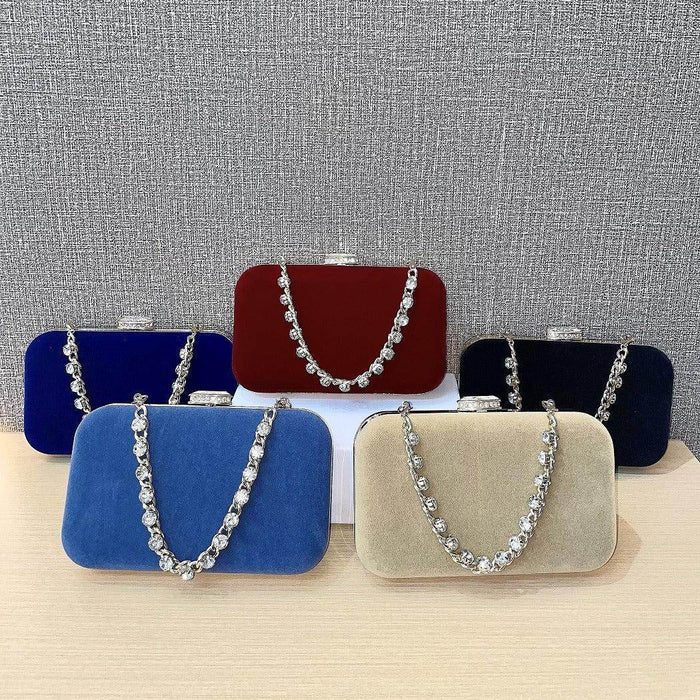 Evening clutch bag diamond-encrusted suede bag Dinner bag Women's crossbody bag 778944030967 - COCOMELODY