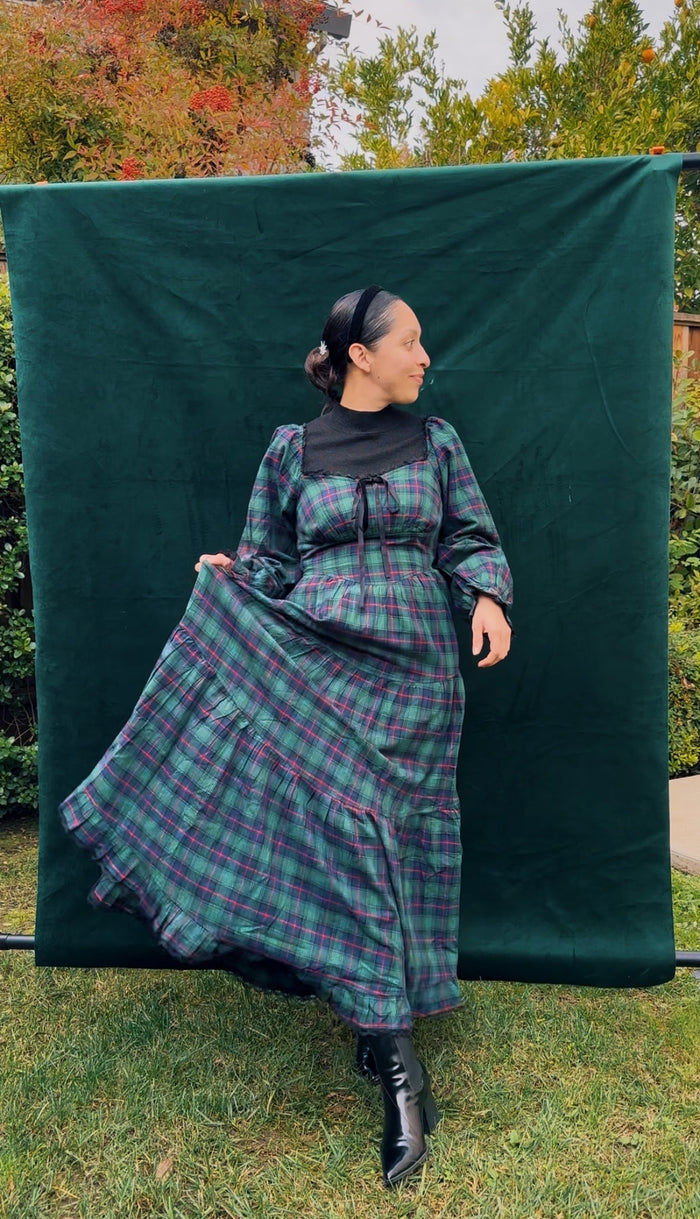 Evergreen Plaid Maxi Dress
