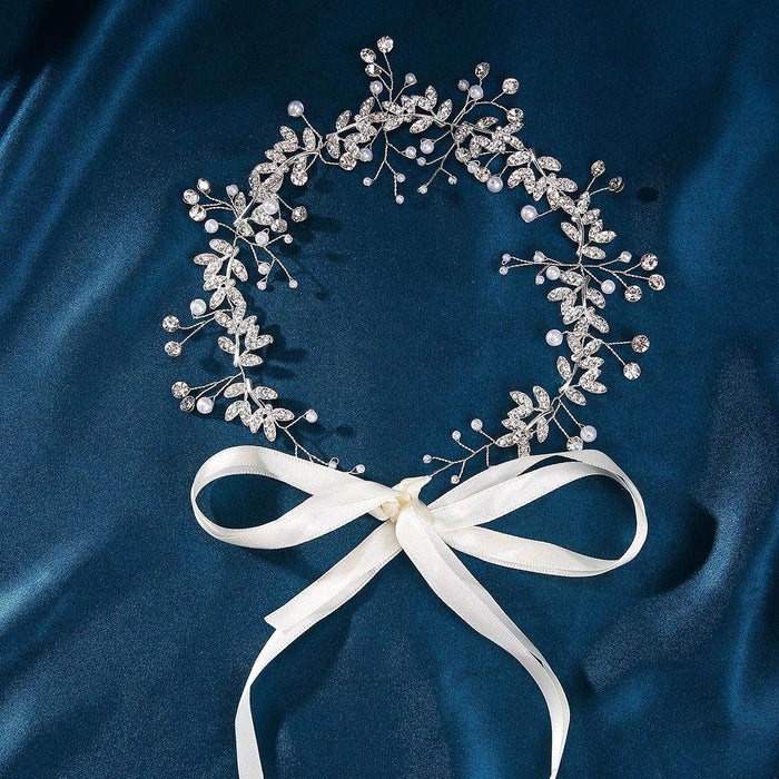 Explosive white handmade Crystal Tiara Bridal garland Hair accessories Pearl headband Headpieces 692378900508 - COCOMELODY