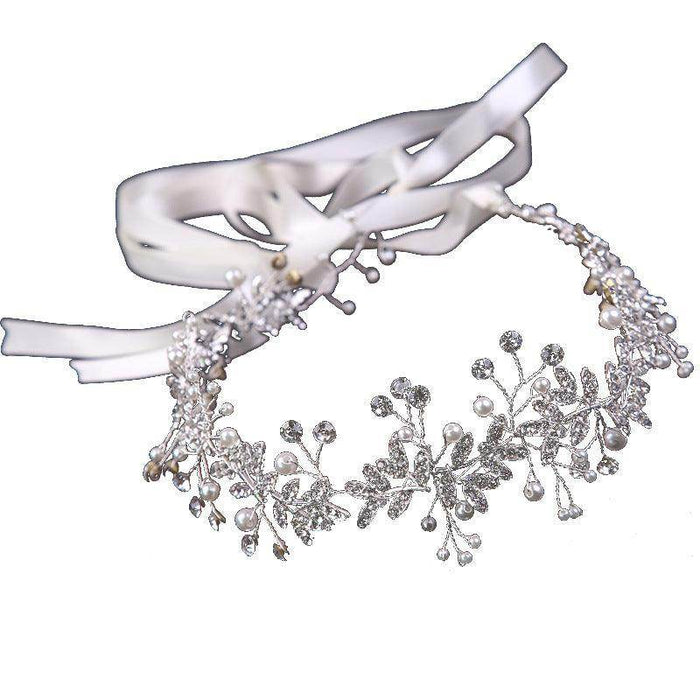 Explosive white handmade Crystal Tiara Bridal garland Hair accessories Pearl headband Headpieces 692378900508 - COCOMELODY