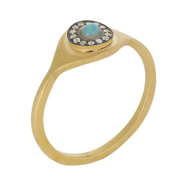Rings Ileana Makri Eye Sun Ring Opal Gold Plated O/S Apoella