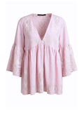 Blouses Greek Archaic Kori Feather Bell Sleeve Top Pink/Champagne Apoella