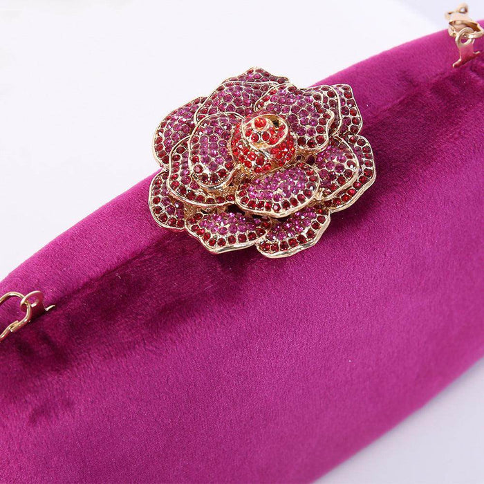 Fine Diamond Dinner Bag Flannel Clutch Bag Chain Party 609389165076 - COCOMELODY