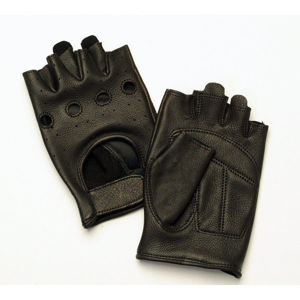 Fingerless EZ Pull Deerskin: Features:

Fingerless EZ Pull Velcro wrist Closure Glove
Palm area has an anti-vibration gel pad