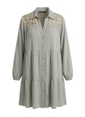 Tunic Greek Archaic Kori Flakes Long Sleeve Tunic  Stone - Gold Chapagne Apoella