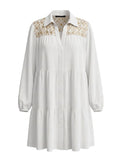 Tunic Greek Archaic Kori Flakes Long Sleeve Tunic White Gold Apoella