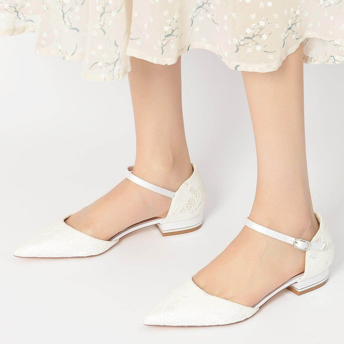 Flat Heel 2.5cm Silk-Like Lace Shoes CK0265 - COCOMELODY