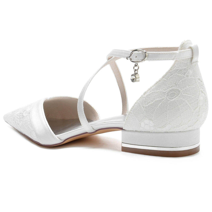 Flat Heel 2.5cm Silk-Like Lace Shoes CK0274 - COCOMELODY