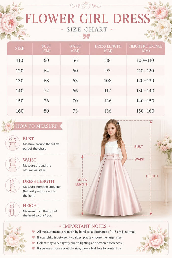 Flower Girl Dresses Satin V-Back Bow Straps Floor Length Wedding Gown 1058875849330