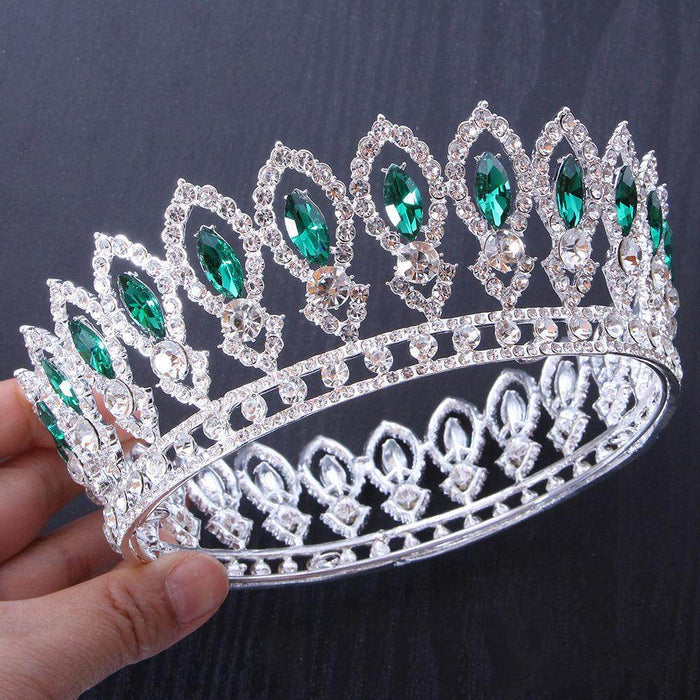Full diamond Baroque round bridal tiara Crown accessories Alloy headband round tiara 723179819813 - COCOMELODY