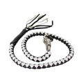 Get Back Whip Black/White: Features:

Genuine, hand-braided leather around a nylon core
Solid, stainless steel quick-release