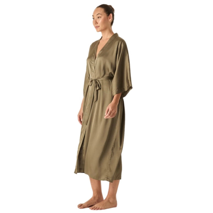 Gingerlilly Florence Olive Satin Robe