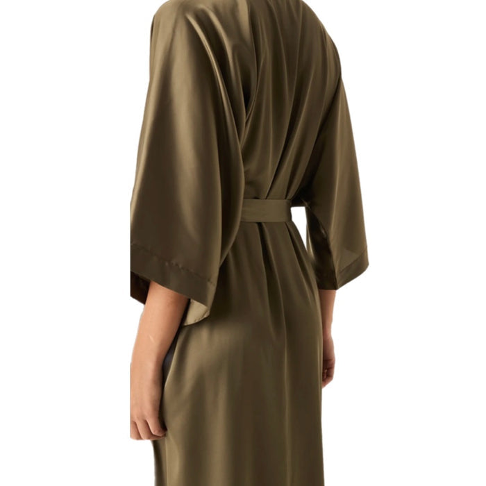 Gingerlilly Florence Olive Satin Robe